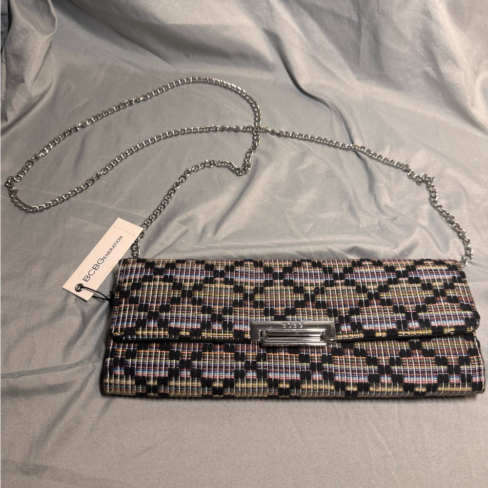 BCBGeneration  Plaid Clutch with Chain